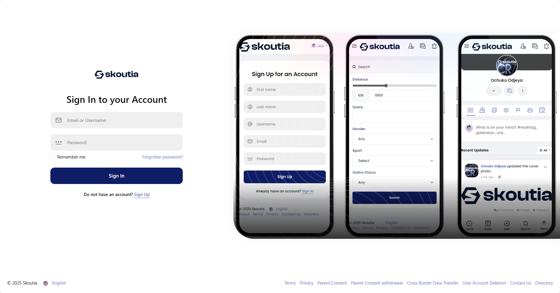 Screenshot of the Skoutia project