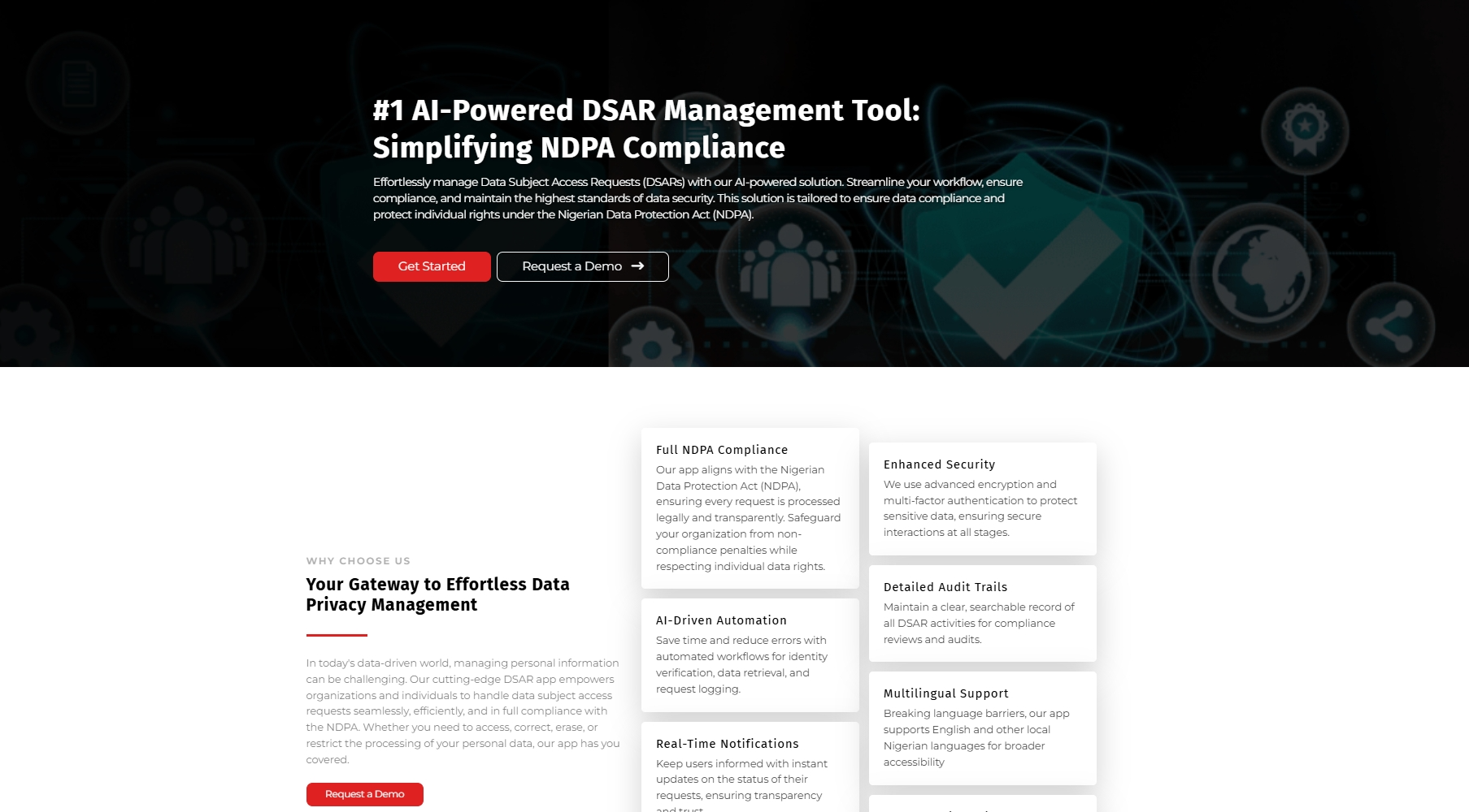 Screenshot of the DSAR project