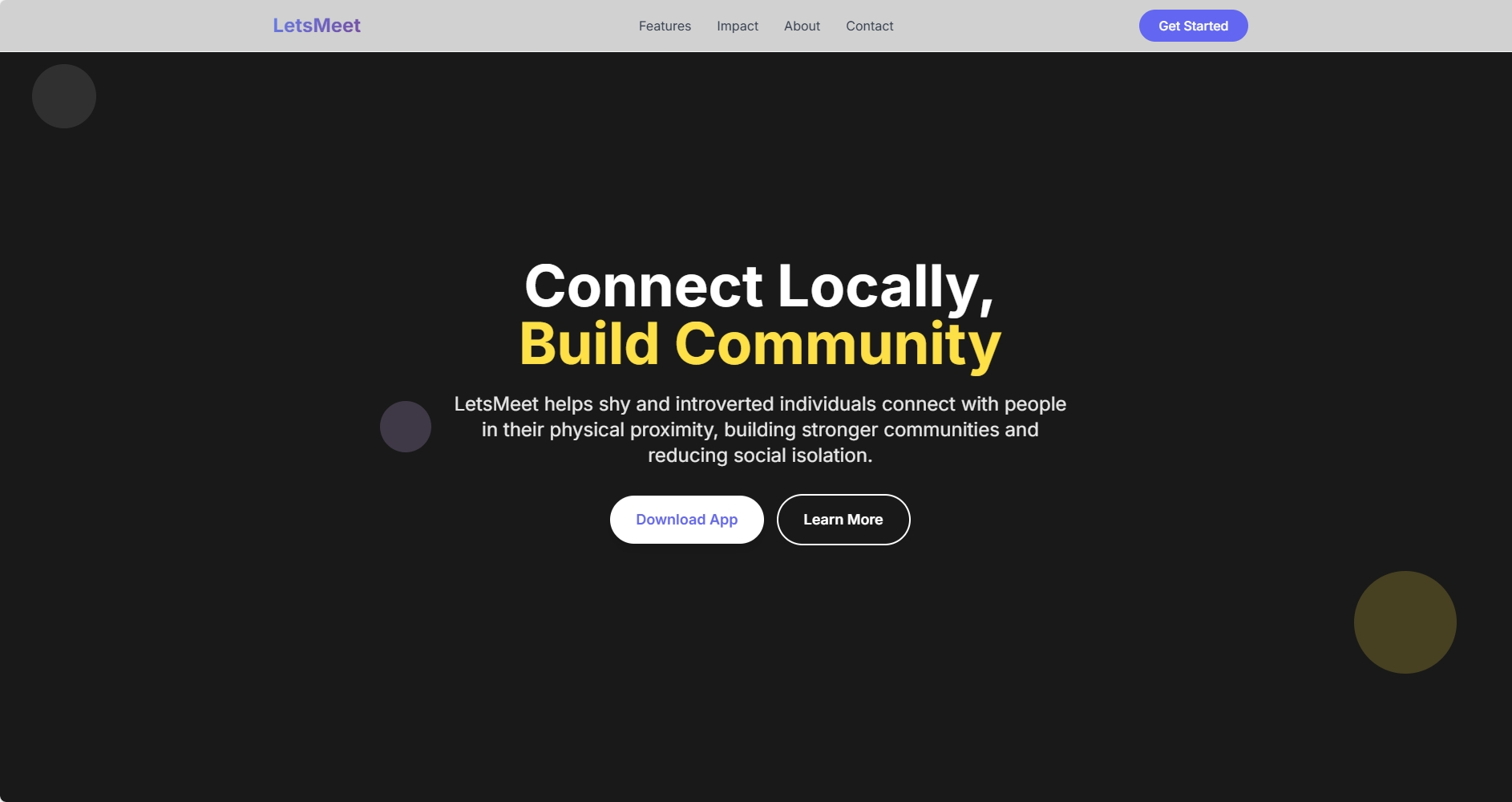 Screenshot of the LetsMeet project