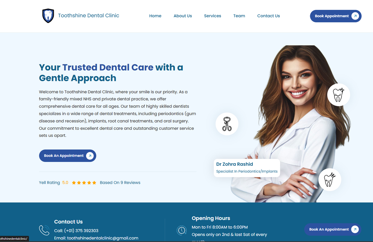 Screenshot of the Toothshine project