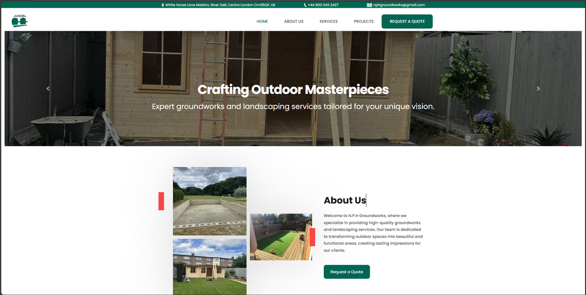 Screenshot of the N.P.H Groundworks project